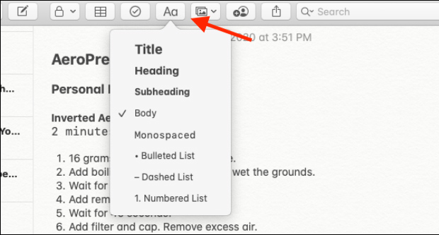 Ghi chú trên Notes