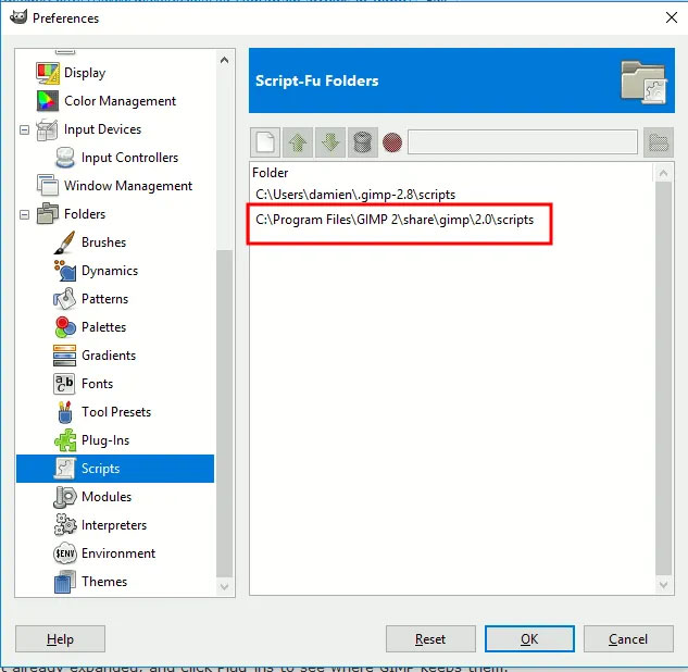 Ghi lại đường dẫn nơi đặt file script