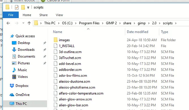 Sao chép và dán file arrow.scm mà bạn đã tải xuống