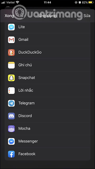 Chọn ứng dụng Messenger