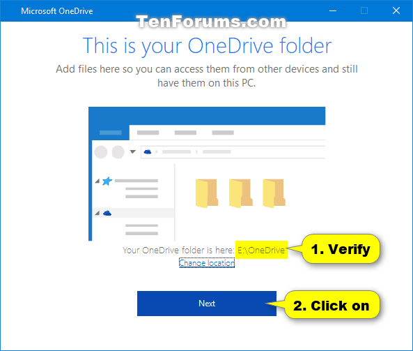Xác nhận vị trí, rồi bấm Next