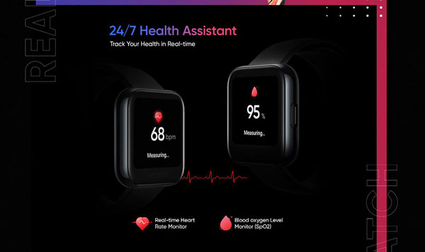Realme Watch cũng sẽ hỗ trợ đo được nồng độ oxy trong máu và đo nhịp tim theo thời gian thực