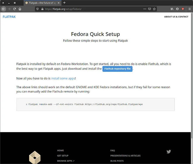 Tải file repository Flatpak cho Fedora