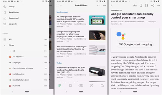 Giao diện Feedly trên điện thoại