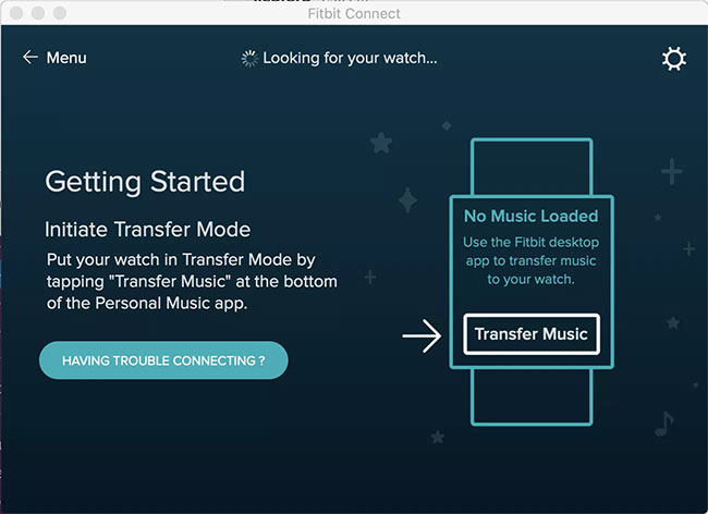 Truy cập ứng dụng Music và nhấn Transfer Files