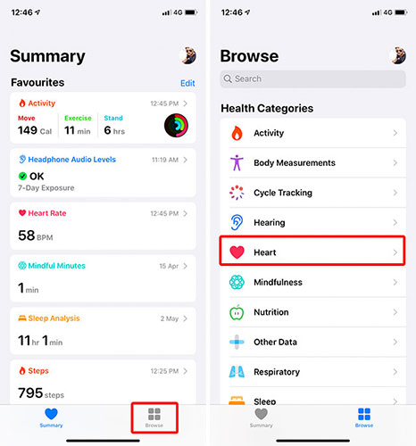 Nhấn vào Browse > Heart
