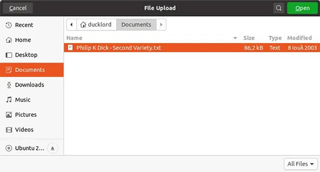 Chọn các file bạn muốn upload