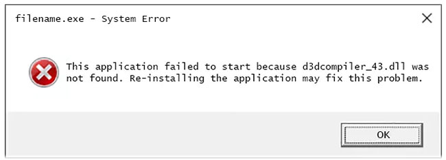 Sửa lỗi không tìm thấy hoặc bị thiếu d3dcompiler_43.dll