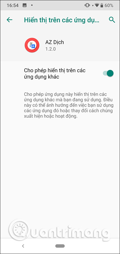 Cấp quyền ứng dụng 