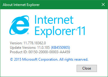 Kiểm tra bản cập nhật Internet Explorer