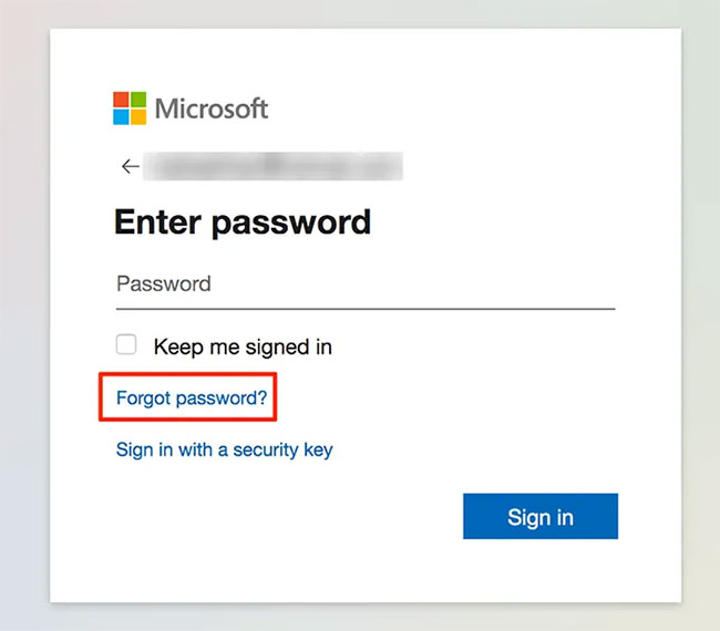 Chọn tùy chọn Forgot password