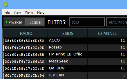 Trình quét WiFi liệt kê ra tất cả các mạng gần đó