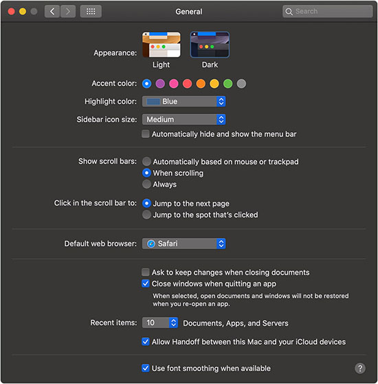 Hai chế độ Dark và Light Mode trên Mac