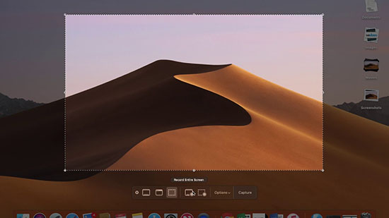 Chụp màn hình với tổ hợp phim Command + Shift + 5