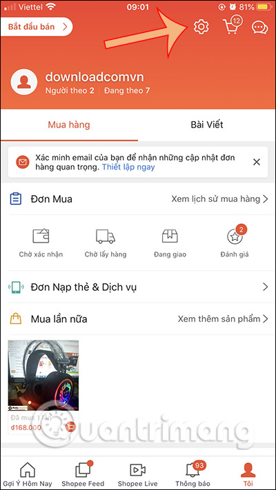 Cài đặt tài khoản