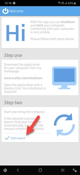 Nhấn vào nút Start Search