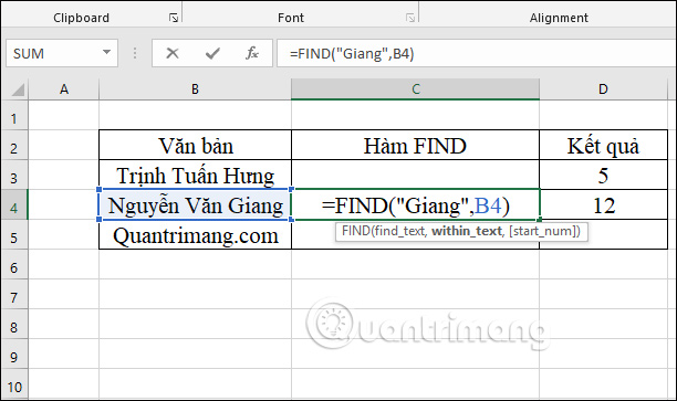 Cách sử dụng hàm FIND trong Excel - Ảnh minh hoạ 2