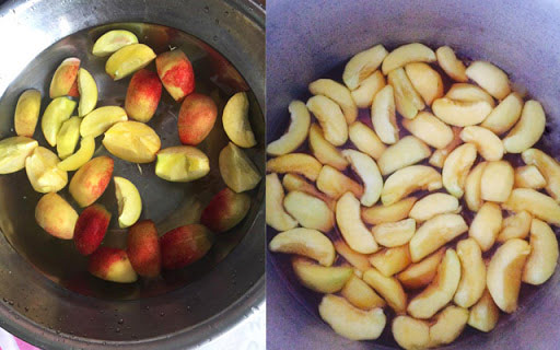 Tách đào thành miếng 