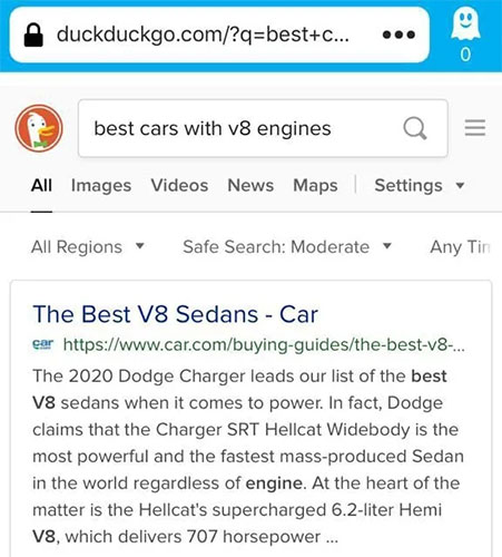 Ghostery có công cụ tìm kiếm riêng được cung cấp bởi DuckDuckgo và trình quản lý mật khẩu riêng