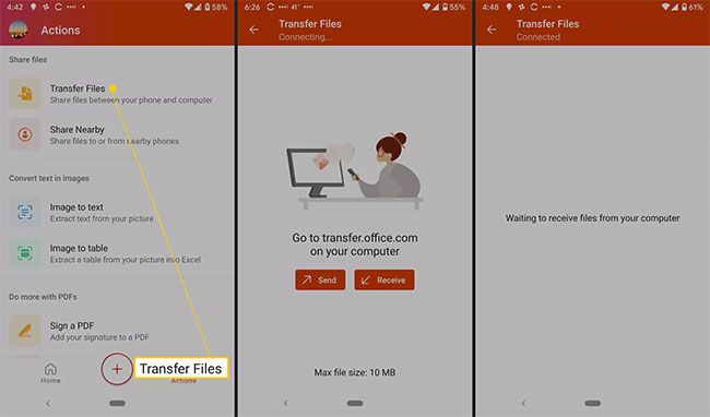 Truy cập transfer.office.com trên máy tính