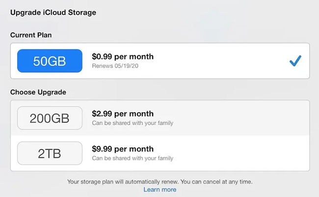 Apple đưa ra những mức giá rất cạnh tranh cho iCloud
