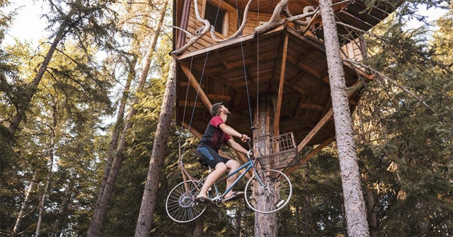 Tự chế thang máy bằng xe đạp