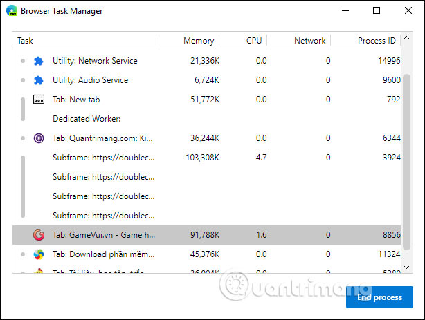 Task Manager interface