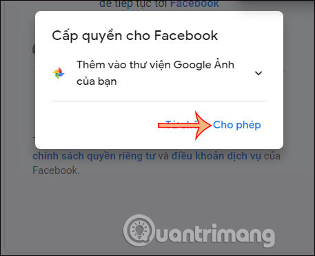 Facebook truy cập Google Photos