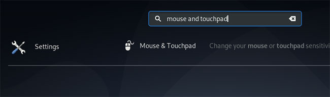 Nhập từ khóa mouse and touchpad vào ô tìm kiếm