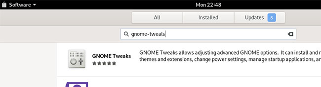 Mở Debian Software Manager và tìm kiếm Gnome Tweaks