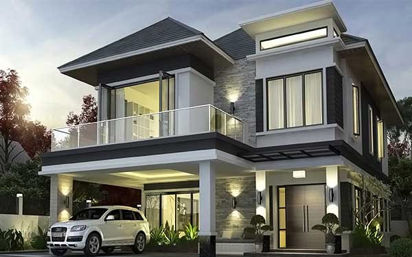 Mẫu nhà vuông 2 tầng 3 phòng ngủ