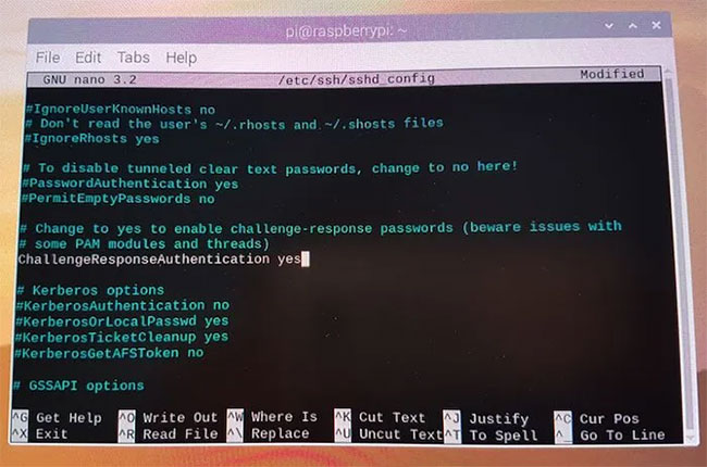 Tìm phần ChallengeResponseAuthentication, thay đổi từ no thành yes