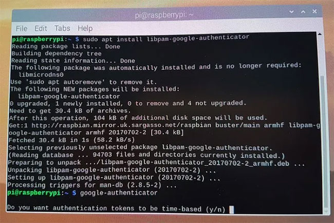 Raspberry Pi sẽ hỏi liệu mã token xác thực có bị giới hạn thời gian hay không