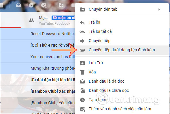 Chuyển tiếp dưới dạng file đính kèm