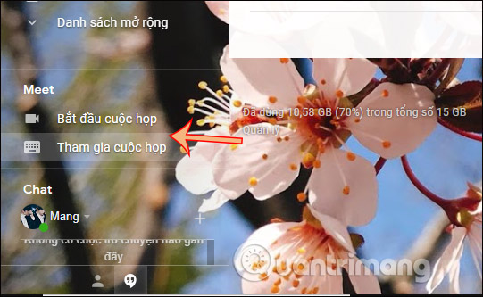 Hiển thị khung Google Meet