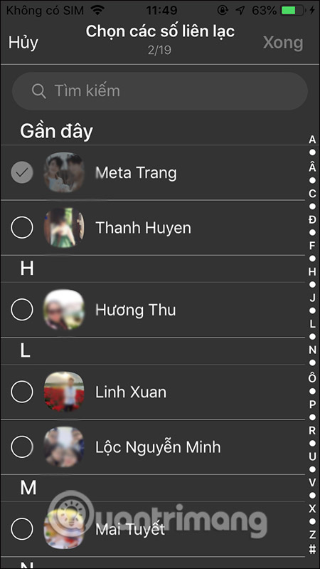 Chọn thành viên tham gia
