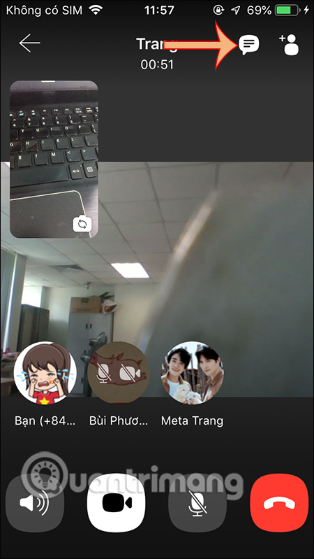 Mở giao diện nhắn tin