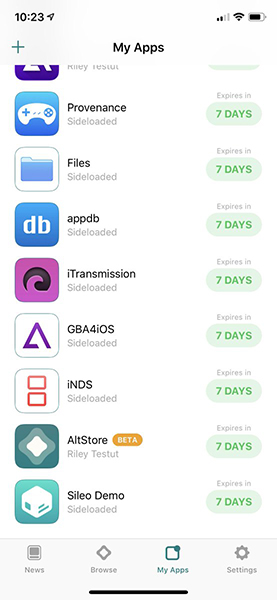 AltStore and its apps must refresh every 7 days