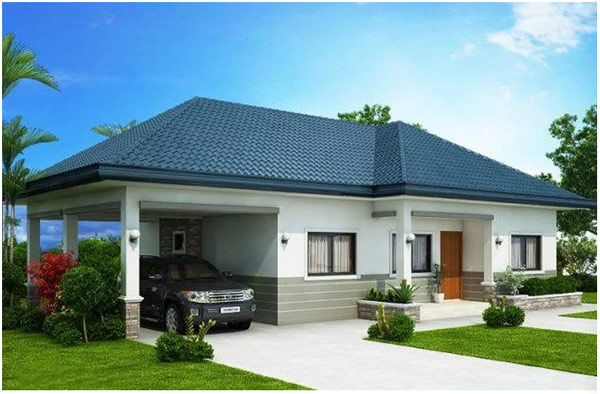 Mẫu nhà cấp 4 gồm 3 phòng ngủ có gara để xe