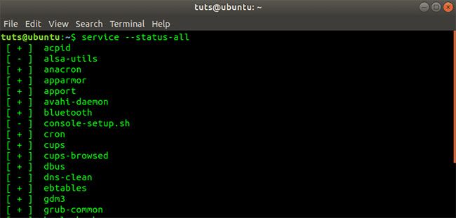 Đầu ra lệnh service –status-all