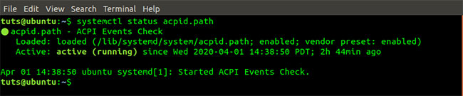 Lệnh systemctl status acpid.path