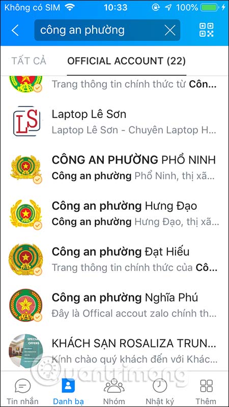 Tìm kiếm Zalo