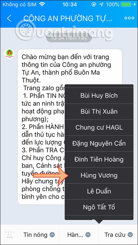 Chọn tên đường