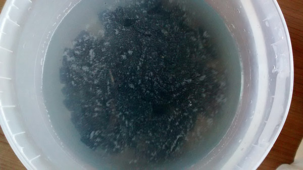 Và sau khi cọ rửa các phím bấm (keycap), chậu nước có màu như thế này đây