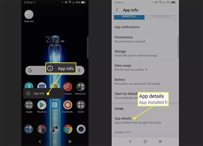 Cuộn xuống phía dưới đến phần Store và nhấn vào App Details