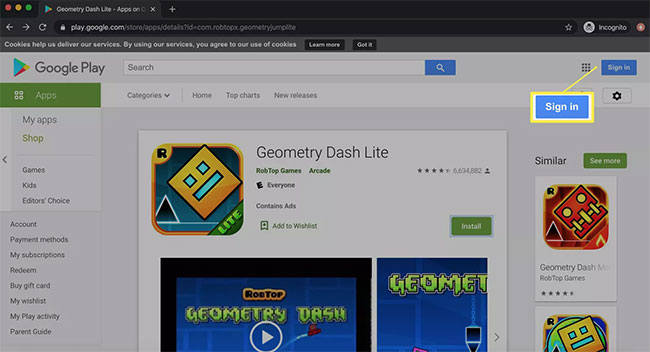 Đăng nhập vào Play Store