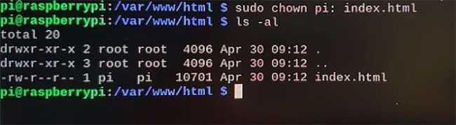 “pi” có quyền chỉnh sửa file này