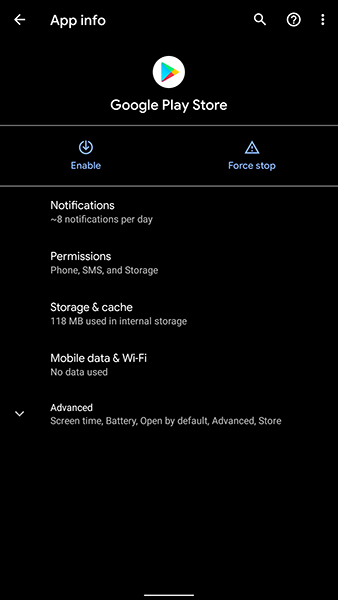 Tìm Google Play Store > Enable