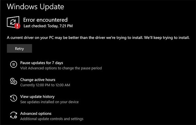 Windows Update báo lỗi