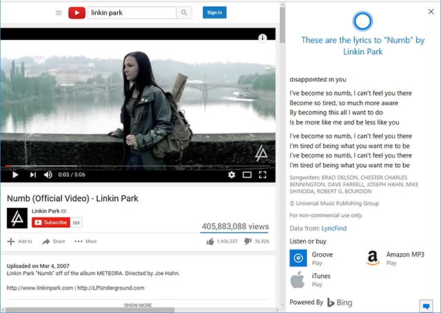 Ask Cortana trên Edge